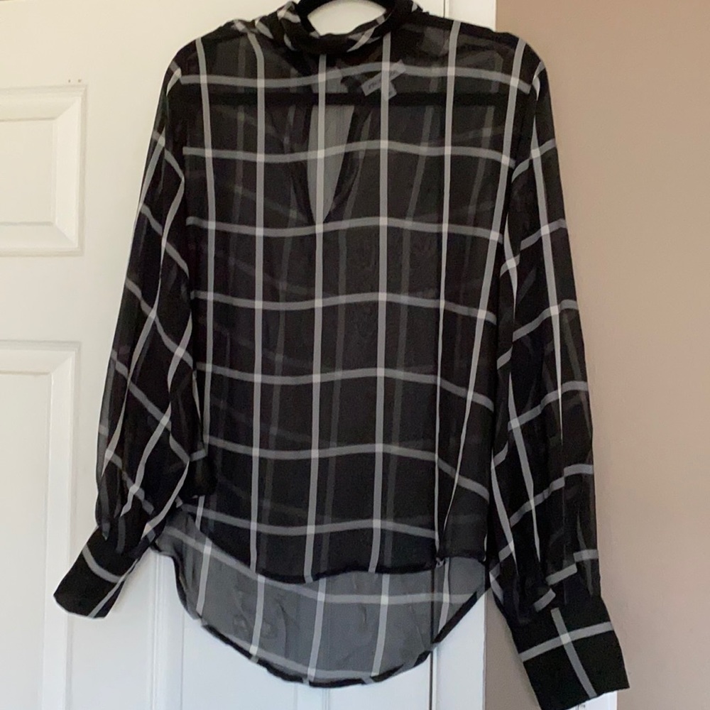 Prologue Sheer Black and White Blouse Sz L